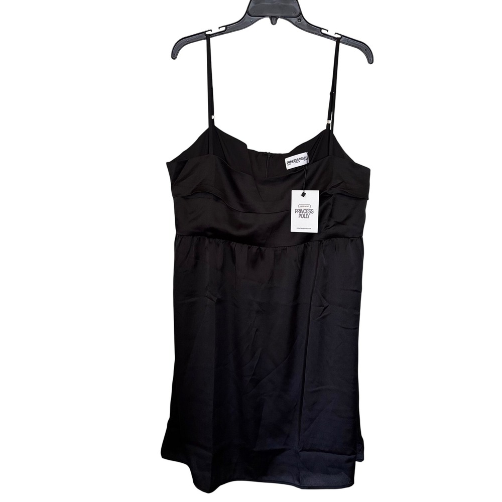 Princess Polly Women's Mini‎ Dress 14 NWT Satin Ortega Black Curve Lined